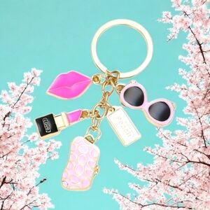 Designer Inspired 5 Piece Pink and Gold Purse Charm